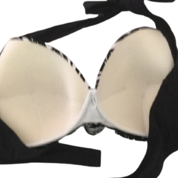 APT.9 Plus Swim Top Halter Bikini Lined Bust Enhancer Black & White Size 2X - Picture 3 of 7